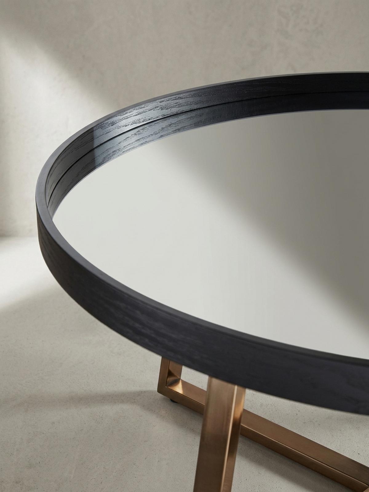 COUCHTISCH Rund in Gold, Material aus Metall und Glas, 78x42,5 cm - Goldfarben/Schwarz, Glas/Metall (78/78/42cm) - KADIMA DESIGN