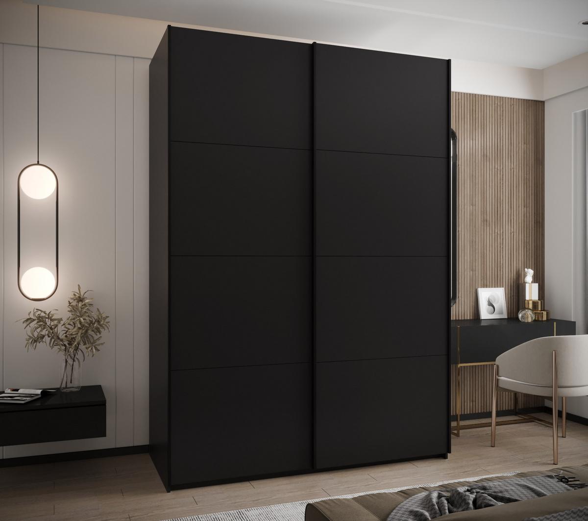 SCHWEBETÜRENSCHRANK 245,5/170/64 2-türig - Schwarz, Holz/Metall (170/245/64cm) - Abiks Möbel