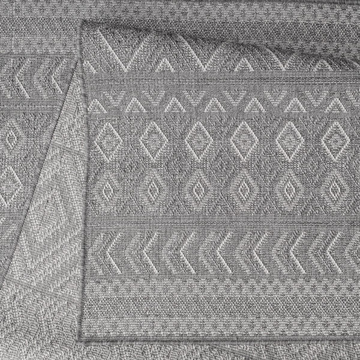 FLACHWEBTEPPICH, mit Rautenmuster, aus Polypropylen, Grau, Ø 80 cm - Grau, Textil (80/80cm) - KADIMA DESIGN