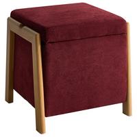 POUF mit Stauraum Stoff 45 cm Burgunderrot Edland - Dunkelrot, Metall (45/44/43cm) - Beliani