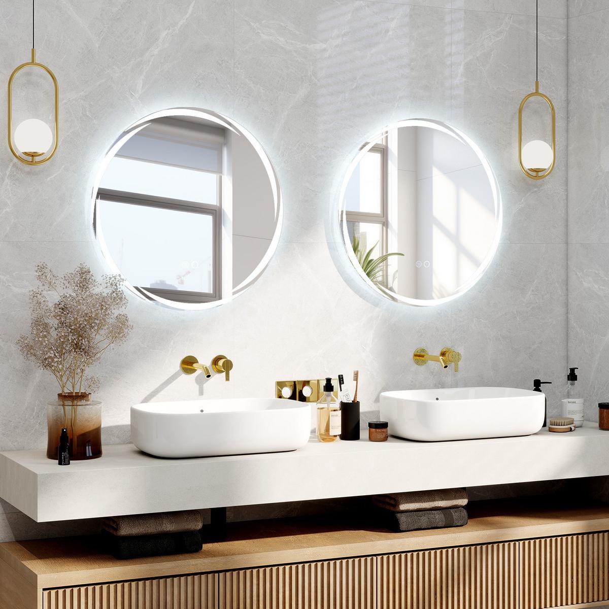 BADEZIMMERSPIEGEL Silber - Silberfarben, Glas (60/3/60cm) - COSTWAY