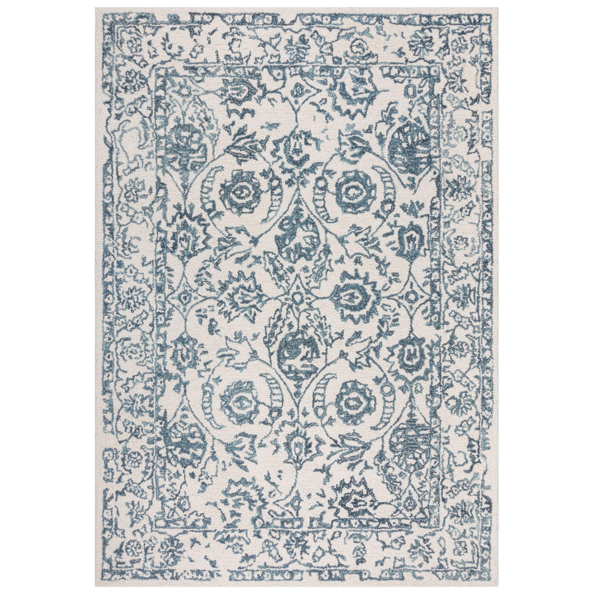 WOLLTEPPICH SOAR, im Vintage-Stil, Türkis-Beige, 160 x 230 cm - Blau, Textil (160/230cm) - KADIMA DESIGN