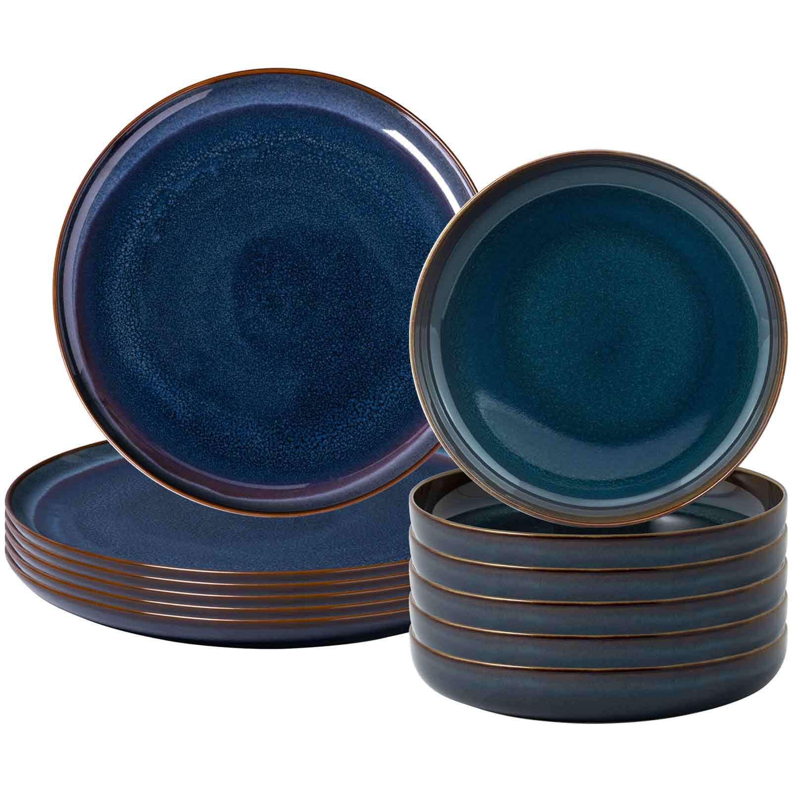 TAFELSERVICE Crafted Denim 12-tlg. - Dunkelblau, Keramik (2/2/2cm) - like.Villeroy & Boch