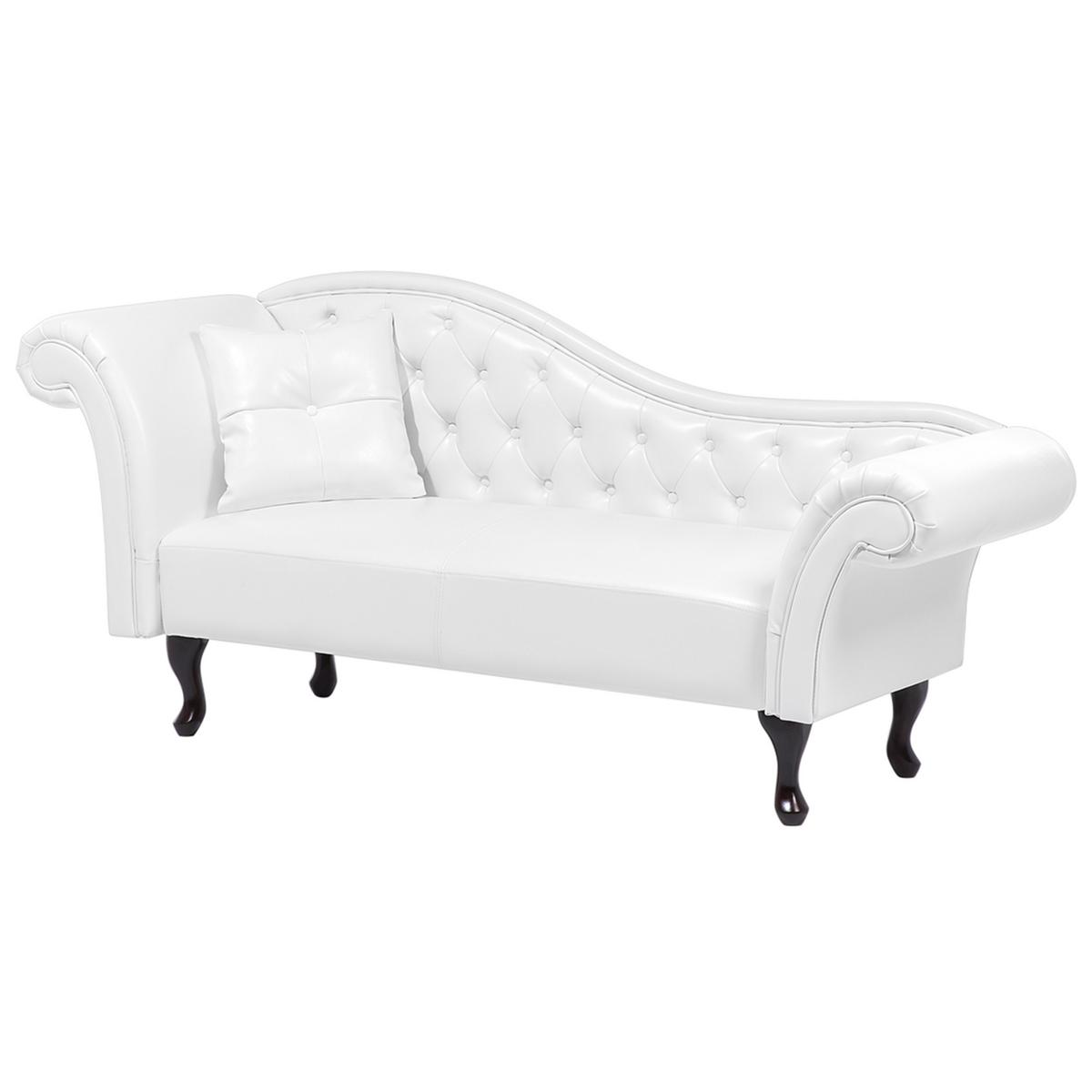 CHAISELONGUE Kunstleder weiß linksseitig Lattes - Schwarz/Weiß, Kunststoff (188/87/59cm) - Beliani