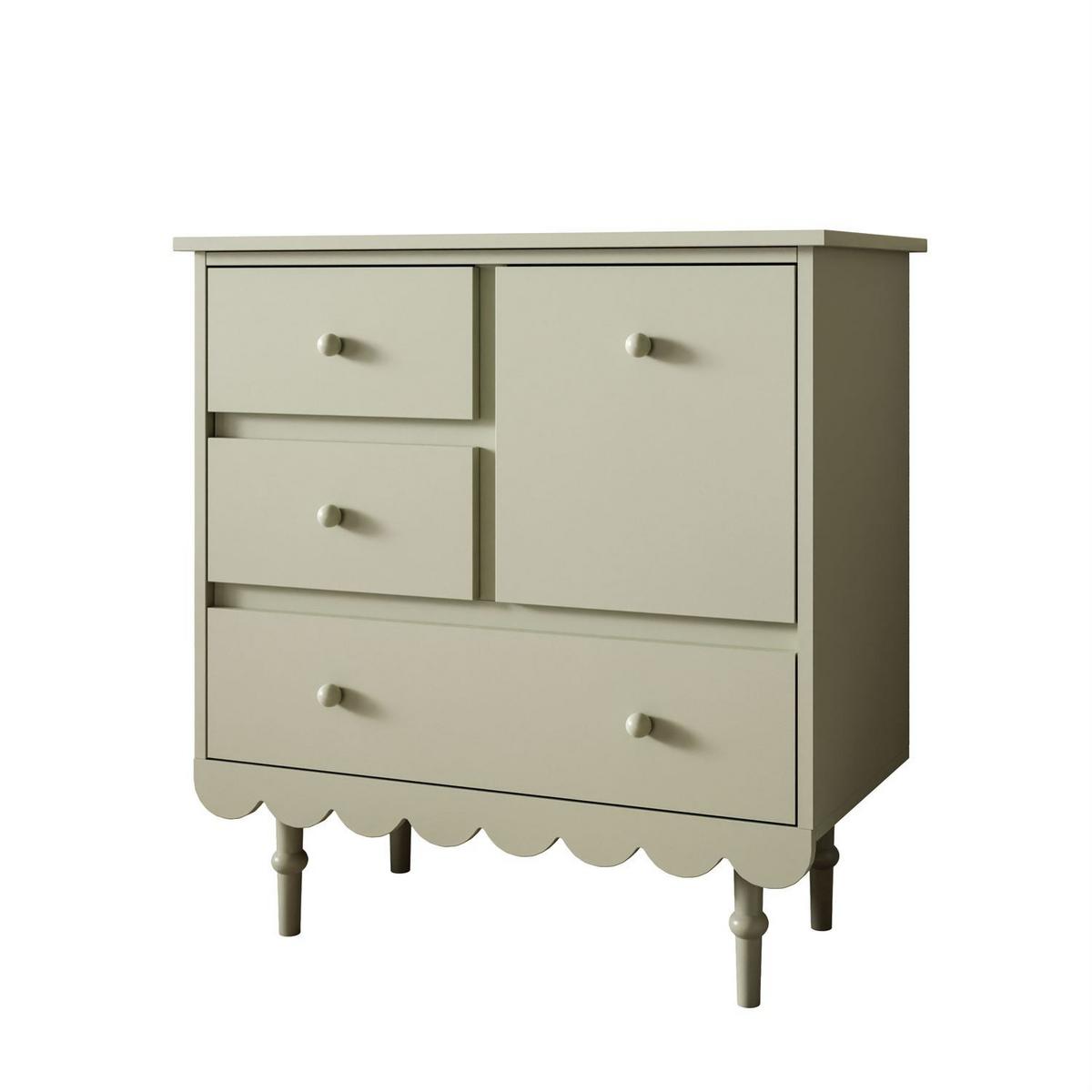 BABUSHKA Kommode mit Schubladen, mit Wickeltisch, Olivgrün - Olivgrün, Holzwerkstoff (84/91/50cm)