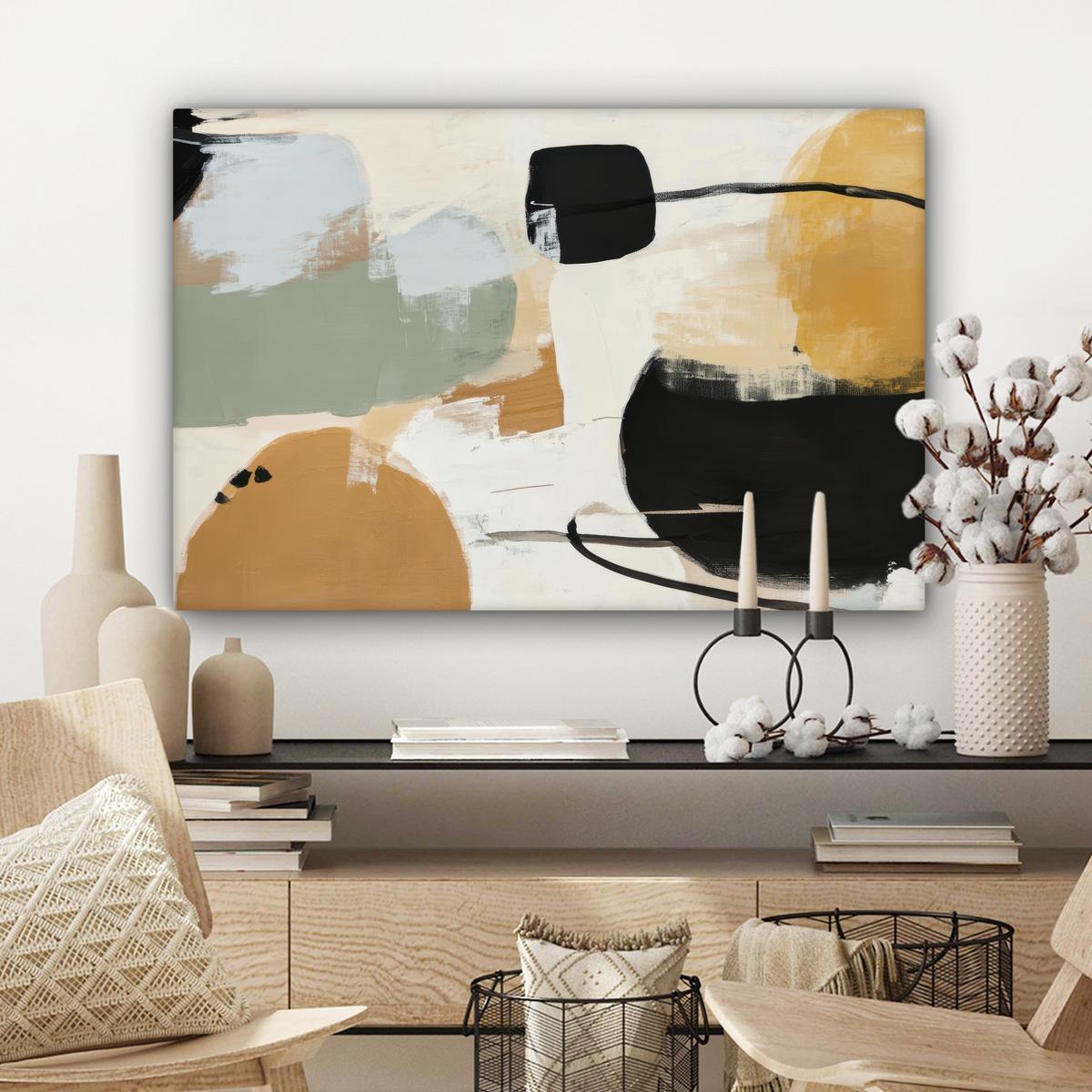 LEINWANDBILD Farbe - Abstrakt - Farben Wanddeko 90x60 cm - Currygelb, Textil (90/60cm) - MuchoWow
