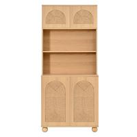 KÜCHENSCHRANK Hochschrank Natur mit Geflecht-Türen & offenen Fächern 80x180cm - Naturfarben, Holzwerkstoff (80/180/40cm) - Urban Meuble