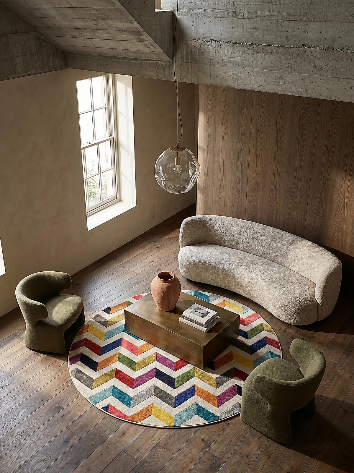 TEPPICH MEON, geometrisch, Bunt, Ø 160 cm - Multicolor, Textil (160/160cm) - KADIMA DESIGN