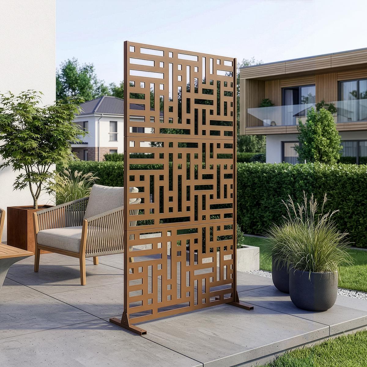 TRENNWAND Bernalda - Braun, Metall (90/180cm) - casa.pro