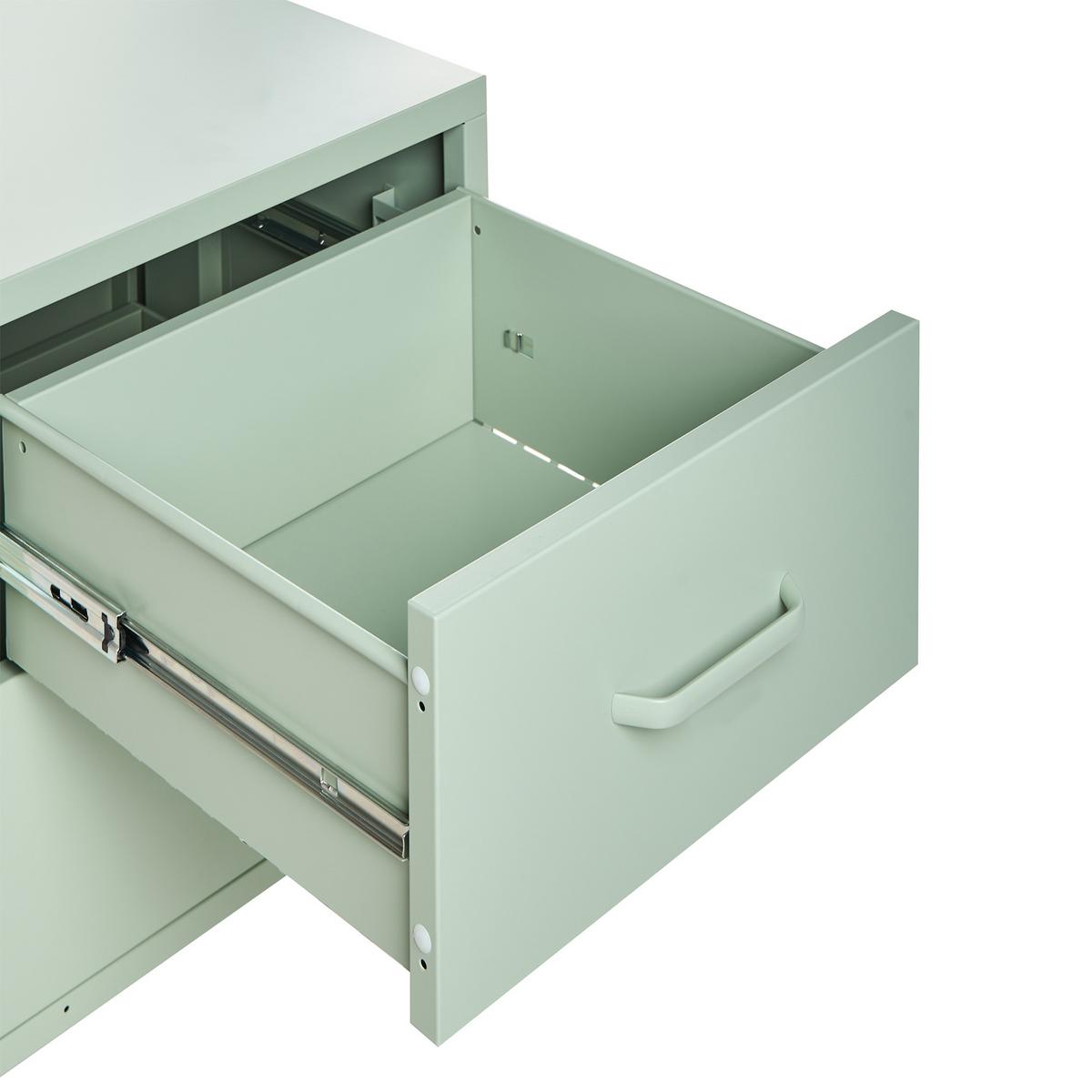 NACHTTISCH Mintgrün 2 Schubladen Malavi - Mintgrün, Metall (40/43/55cm) - Beliani
