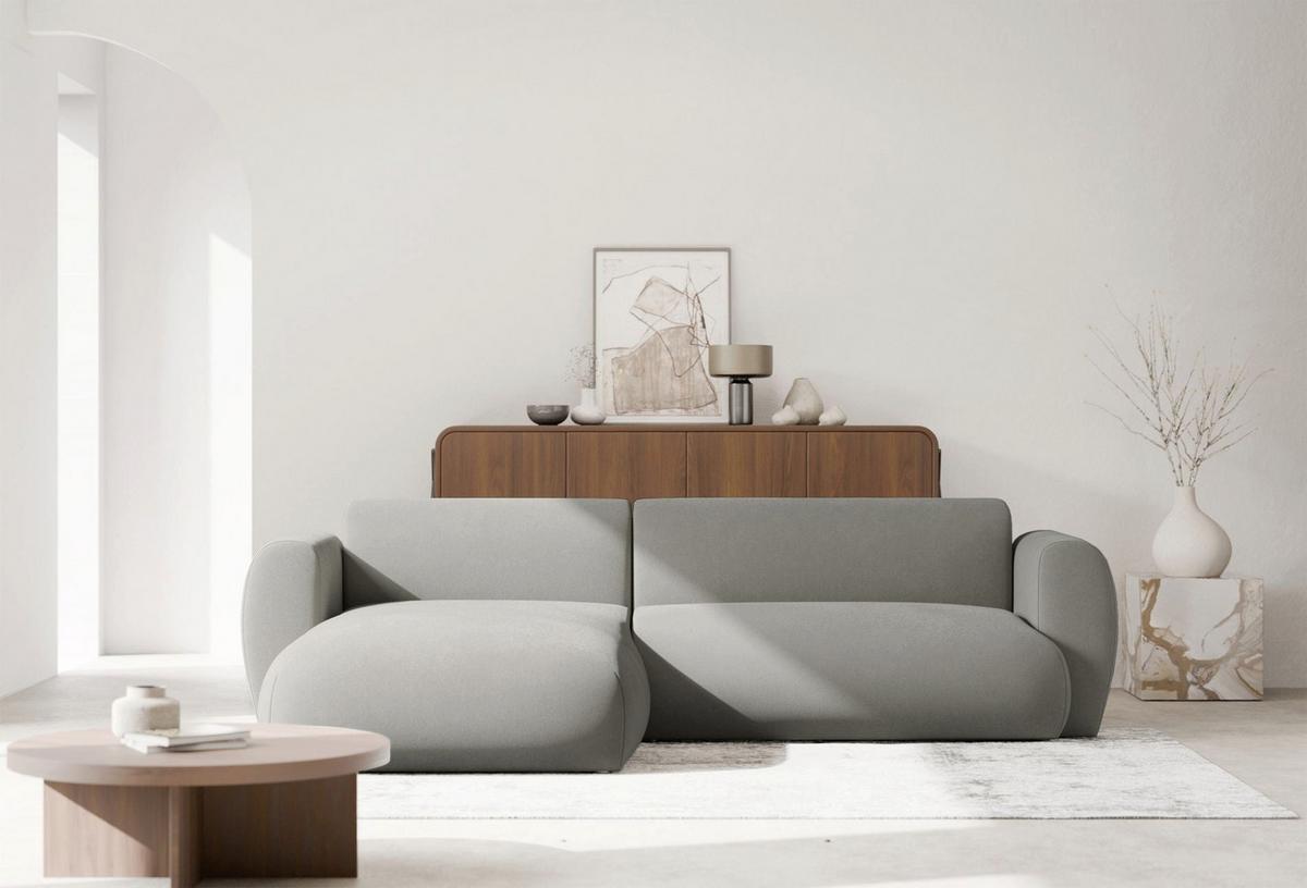 ECKSOFA Emia Hellgrau links - Hellgrau/Schwarz, Kunststoff/Textil (262/156cm) - Selsey
