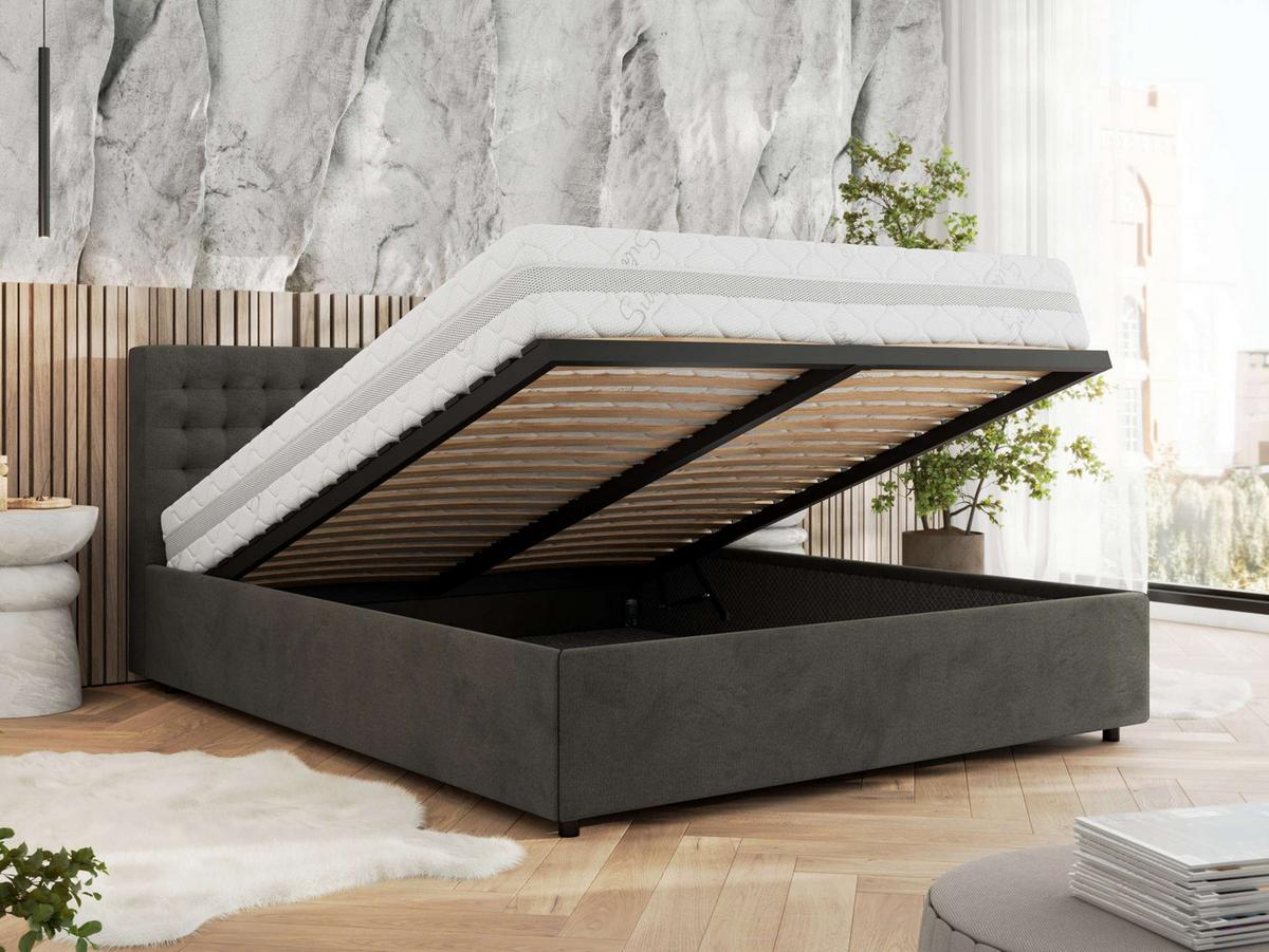POLSTERBETT PAVO CLASSIC 200/200 - Dunkelgrau Velvet - Multipocket-Matratze - Dunkelgrau, Textil (200/200cm) - MKS
