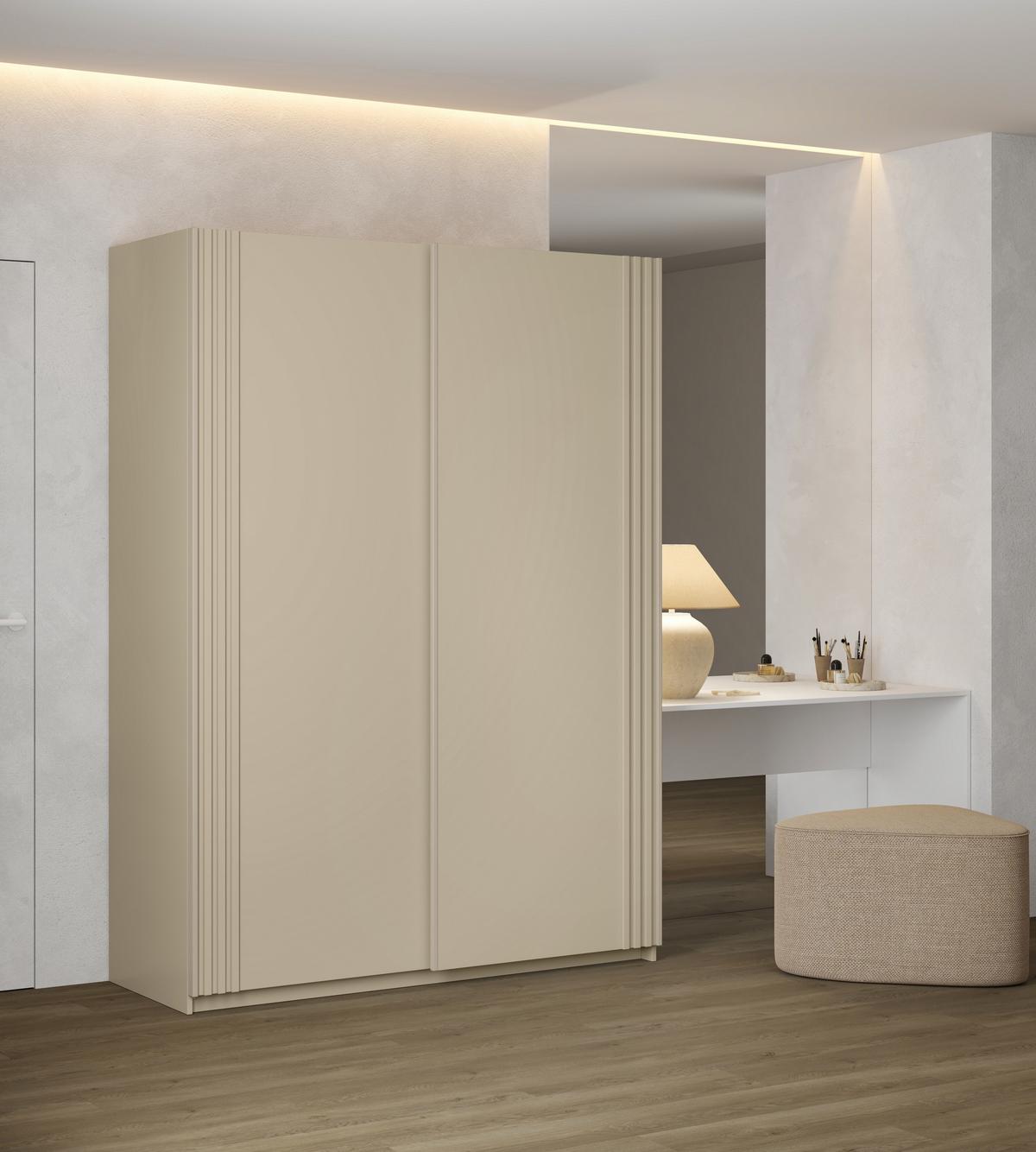 SCHWEBETÜRENSCHRANK VANTE 150/210/62 cm 2-türig Beige - Beige, Holzwerkstoff (150/210/62cm) - MASSENO