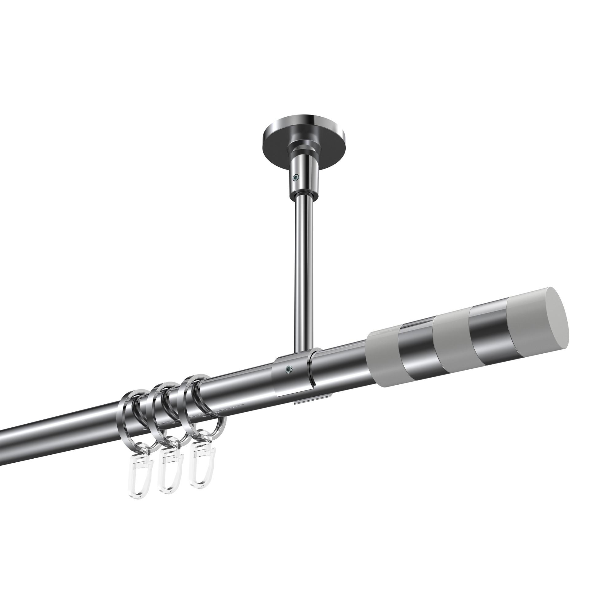 GARDINENSTANGE Sonette Mavell 180 cm, 1-läufig, 20 mm Ø Chrom - Chromfarben/Weiß, Metall (180cm) - INTERDECO