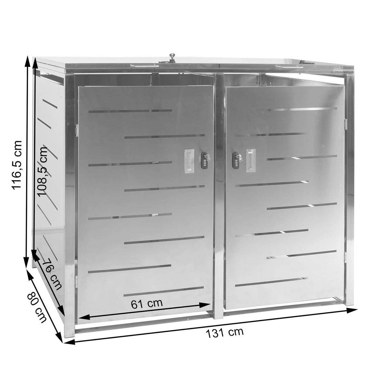 2ER-MÜLLTONNENVERKLEIDUNG Silber - Silberfarben, Metall (131/116/80cm) - MCW
