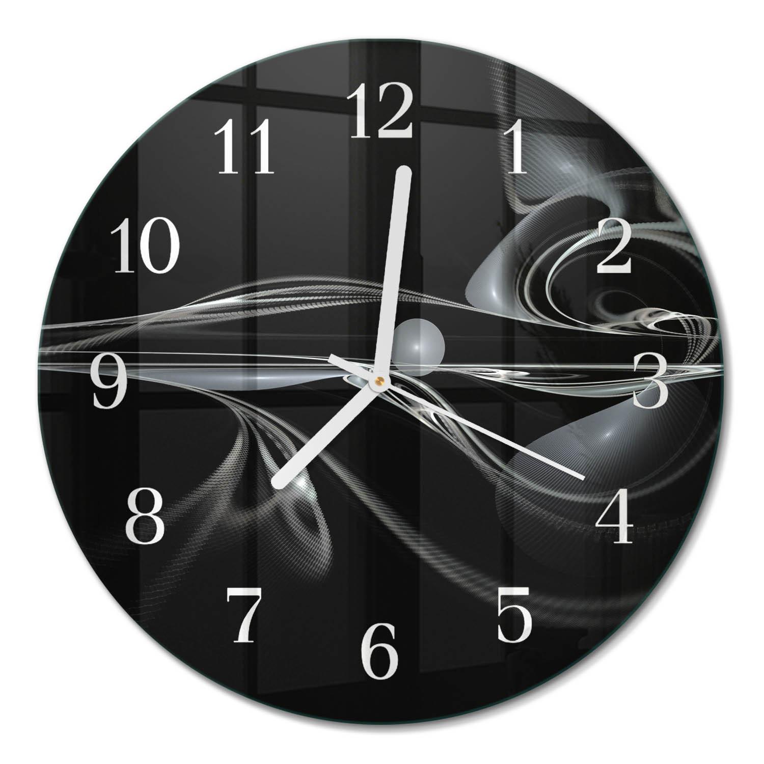 WANDUHR aus Glas Ø30 cm - Abstraktion - Schwarz, Glas (30/30/0.4cm) - TULUP