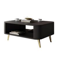 COUCHTISCH SHADOW II mit Ablage unter der Tischplatte - Goldfarben/Schwarz, Holzwerkstoff (60/80/35cm) - Lookway