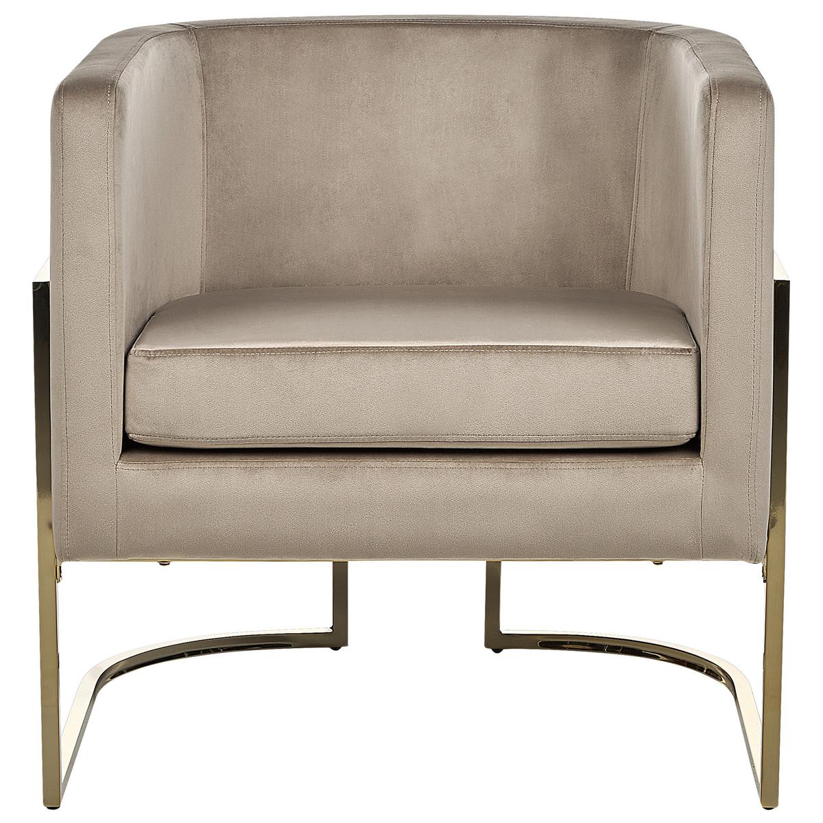 SESSEL aus Samt taupe Sirkka - Beige/Goldfarben, Textil (72/71/70cm) - Beliani