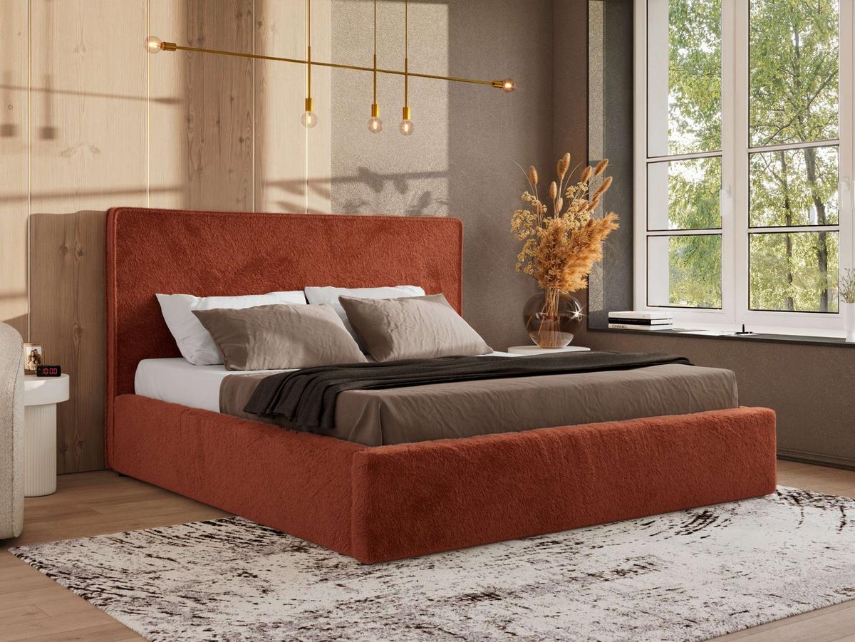 POLSTERBETT CORIVO CLASSIC 160/200 - Orange Plüsch - Multipocket-Matratze - Orange, Textil (160/200cm) - MKS