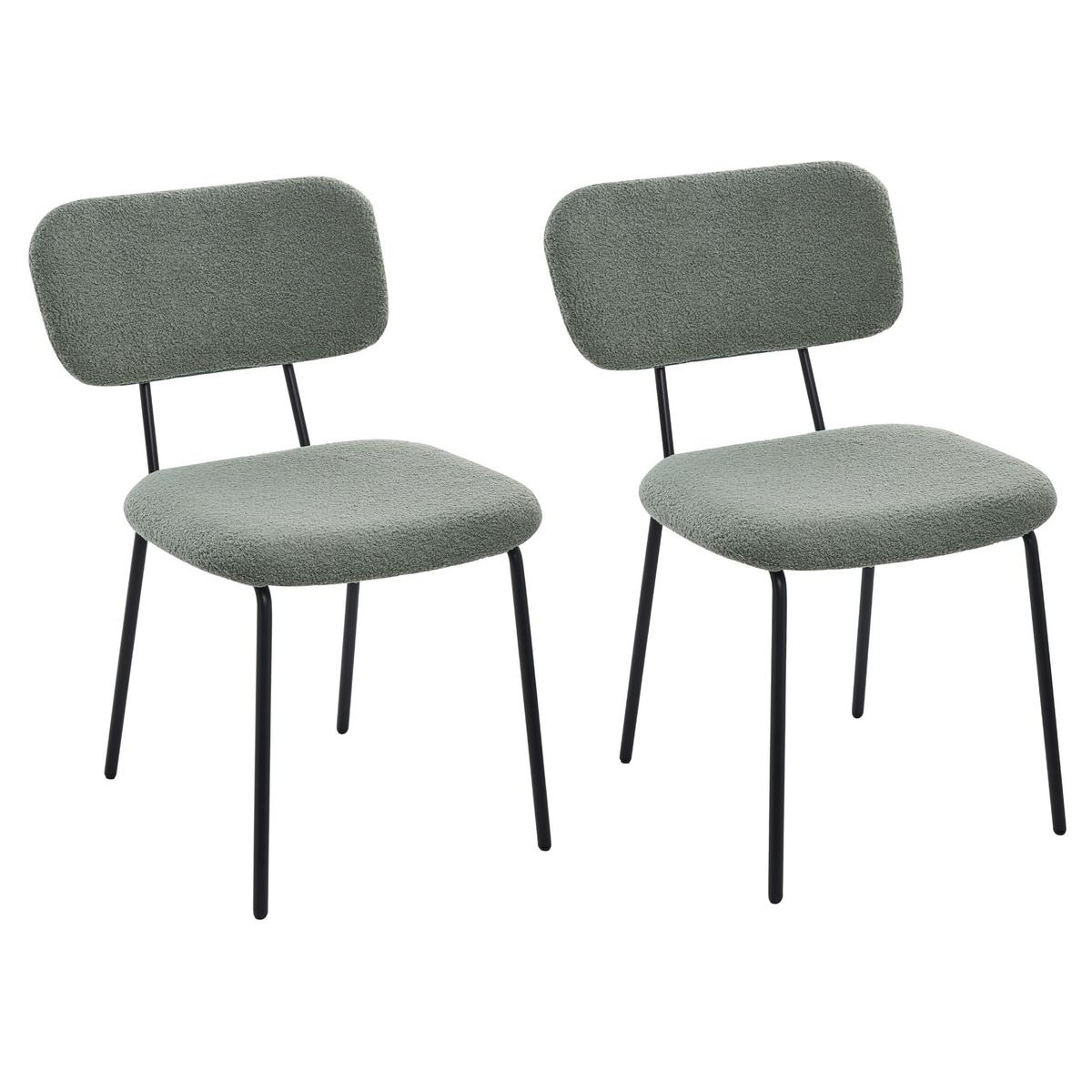 STUHL 2er-Set Bouclé Hellgrün Adair - Hellgrün, Textil (52/83/63cm) - Beliani