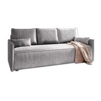 BETTSOFA MESTOR Hellgrau Kordstoff mit Schlaffunktion - Hellgrau, Textil (206/83/87cm) - MASSENO