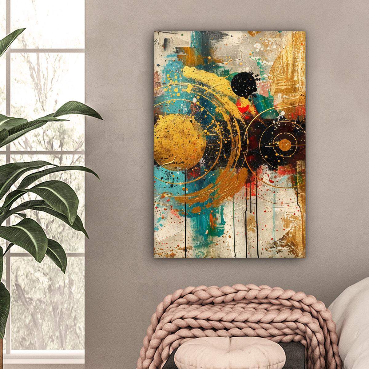 LEINWANDBILD Abstrakt - Kunst - Gold - Modern Wanddeko 40x60 cm - Multicolor, Textil (40/60cm) - MuchoWow