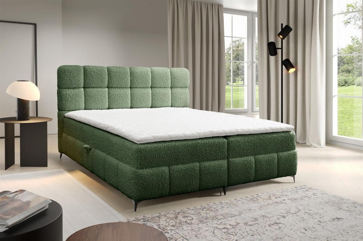 BOXBETT Sophie In Rolf - Dunkelgrün, Holzwerkstoff/Textil (140/200cm) - Fun Möbel