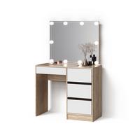 SCHMINKTISCH Imola Sonoma 90 cm mit LED Beleuchtung - Sonoma Eiche, Holzwerkstoff (90/75/40cm) - Livinity®