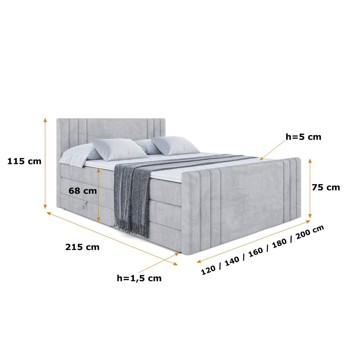 BOXSPRINGBETT IDRIKO-Z KING - 180x200 - H3/H4 - Hellgrau - Hellgrau, Holzwerkstoff (180/200cm) - ALTDECOR