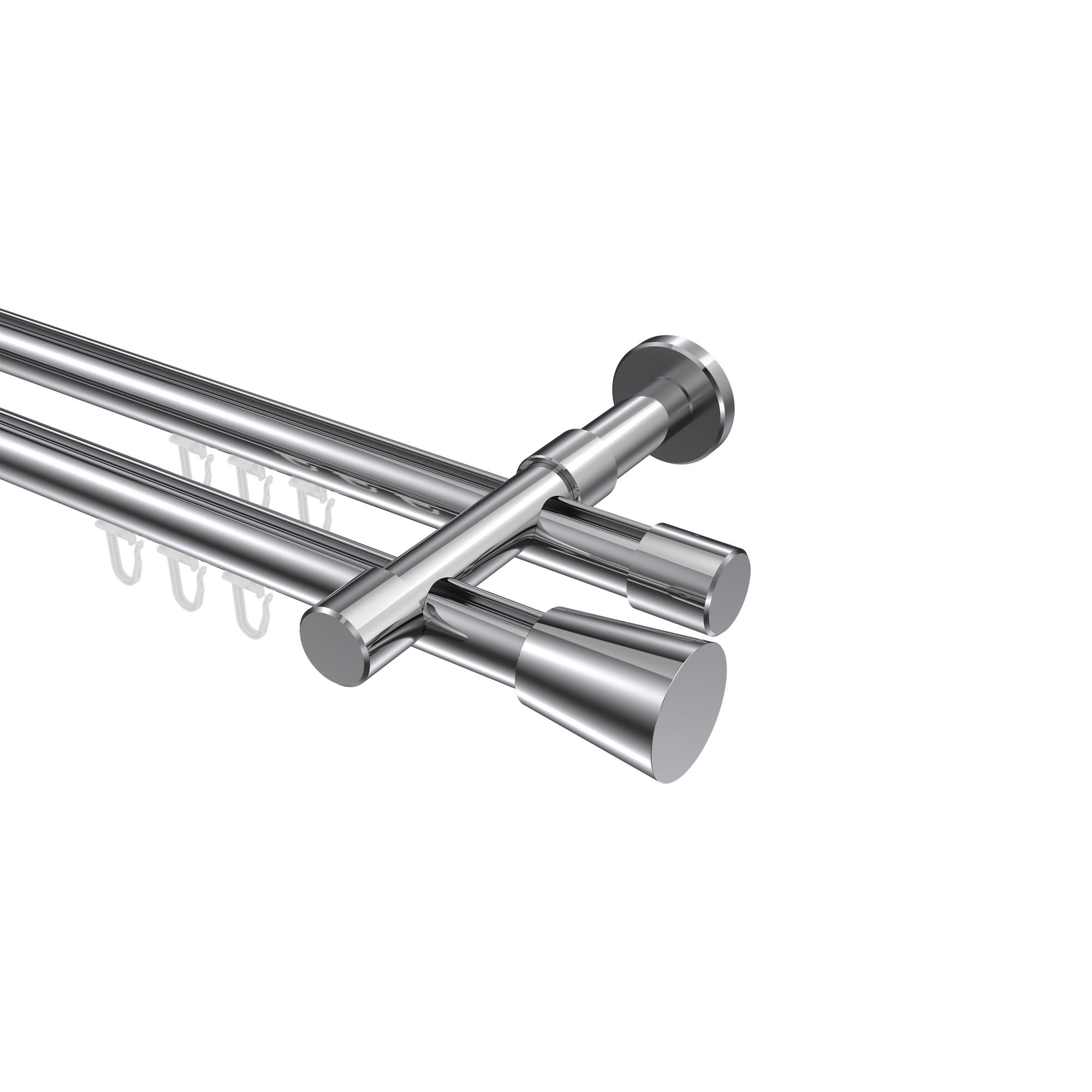 GARDINENSTANGE INNENLAUF Prestige Sitra 300 cm (geteilt in 3 x 100 cm), 2-läufig, 20 mm Ø Chrom - Chromfarben, Metall (300cm) - INTERDECO