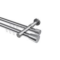 GARDINENSTANGE INNENLAUF Prestige Sitra 300 cm (geteilt in 3 x 100 cm), 2-läufig, 20 mm Ø Chrom - Chromfarben, Metall (300cm) - INTERDECO