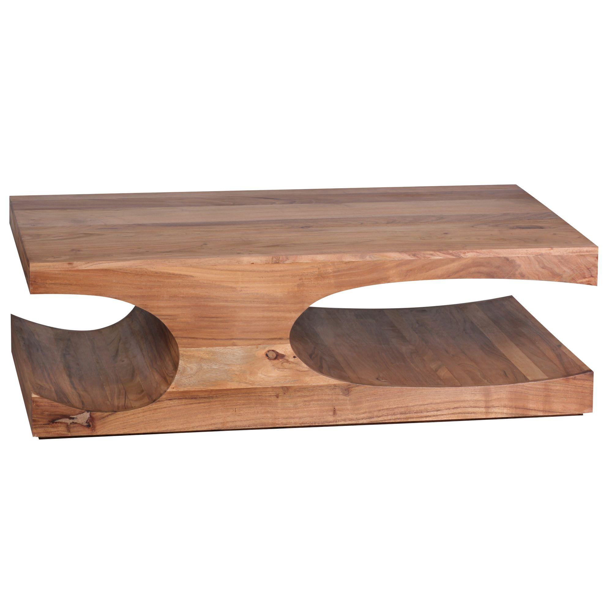 COUCHTISCH Massivholz mit zwei Ablagefächern, handgefertigt und pflegeleicht, Beige 118x70x38 cm - Beige, Holz (70/118/38cm) - KADIMA DESIGN