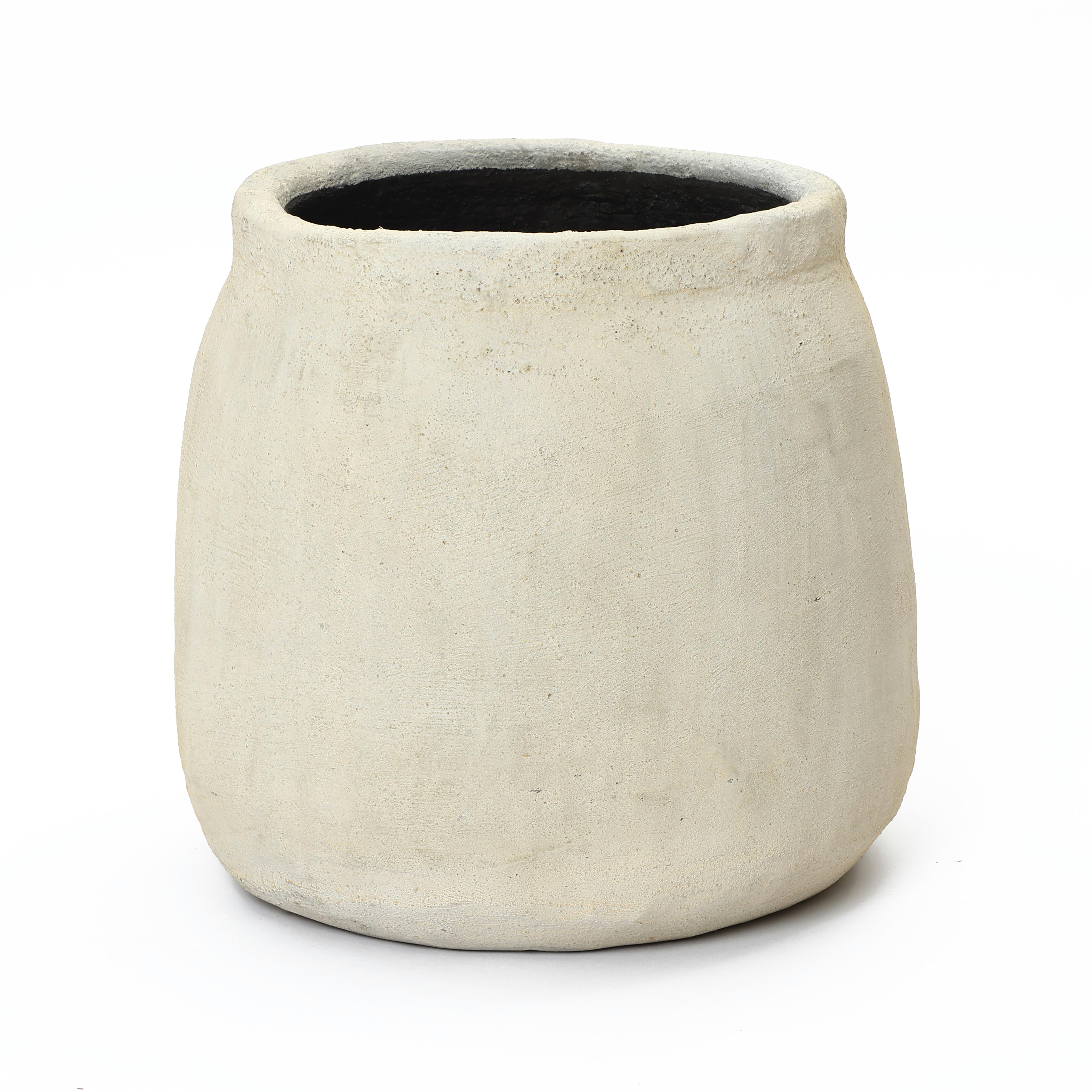 PFLANZKÜBEL in Betonoptik, beige, Ø 42 × H 37 cm - Weiß, Naturmaterialien (36.5cm)