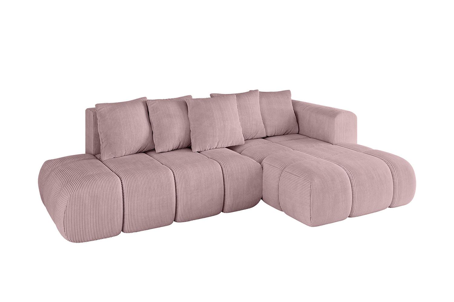 ECKSOFA Ottomane Rechts CLOUD-L-v1 280x185x90 Rosa Cord - Rosa, Holzwerkstoff/Kunststoff (185/280cm) - ALTDECOR
