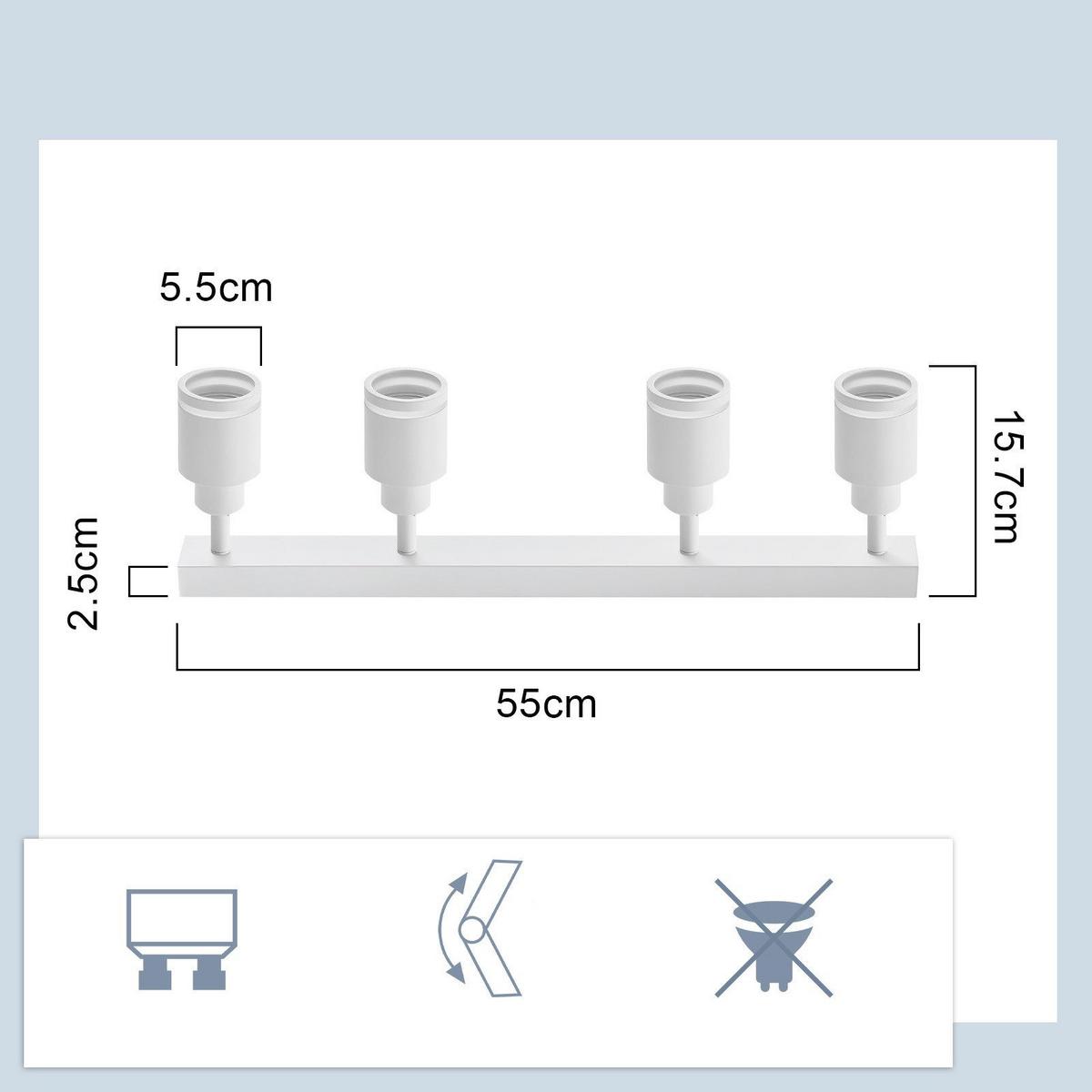 DECKENSTRAHLER Trier 4-flammig 55/5/15.7 cm - Weiß, Metall (55/5/15.7cm) - Nettlife