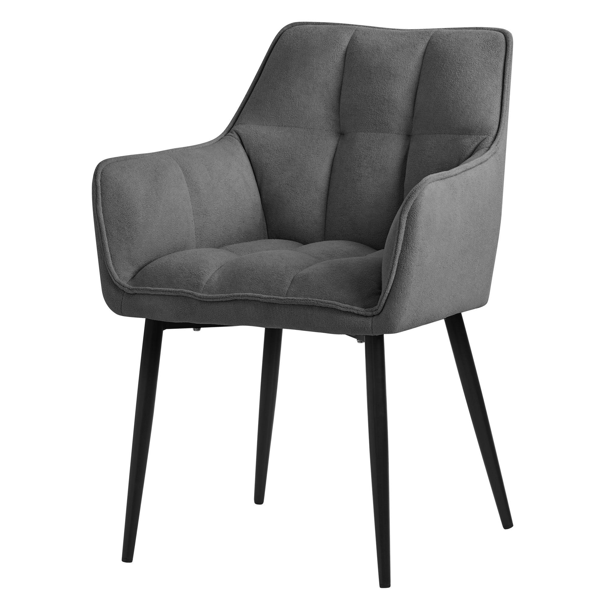 ESSZIMMERSTUHL Dunkelgrau Frotteestoff - Dunkelgrau/Schwarz, Textil/Metall (63/90/57cm) - ML-DESIGN
