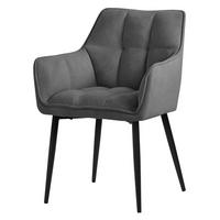 ESSZIMMERSTUHL Dunkelgrau Frotteestoff - Dunkelgrau/Schwarz, Textil/Metall (63/90/57cm) - ML-DESIGN