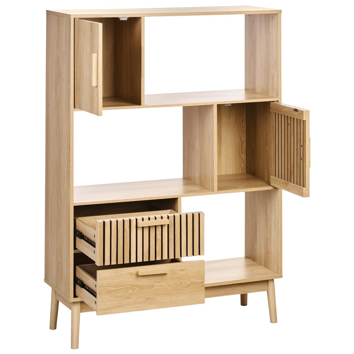 REGAL 140 cm Hellbraun Lynwood - Braun, Holzwerkstoff (100/140/35cm) - Beliani