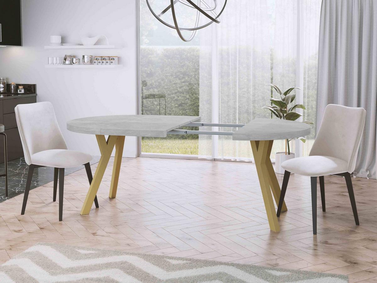 ESSTISCH Mateo runder ausziehbarer, Lancelot Eiche 100-200/100/76 cm - Eichefarben/Goldfarben, Holz/Holzwerkstoff (100/200/76cm) - WFL GROUP