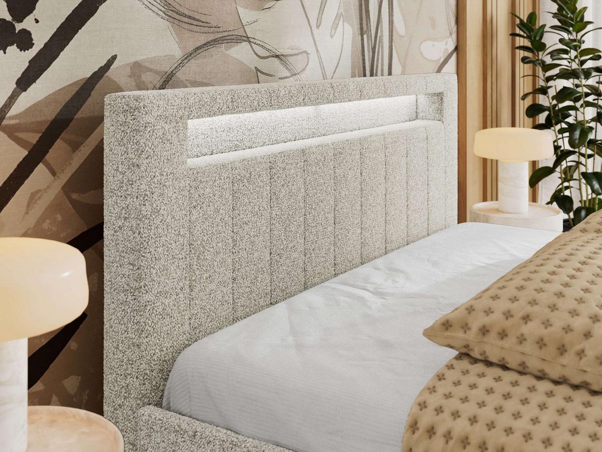 POLSTERBETT GOLD 5 CLASSIC 160/200 - Hellgrau Strukture - Multipocket-Matratze - Hellgrau, Textil (160/200cm) - MKS
