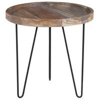 BEISTELLTISCH Holz dunkelbraun 50 cm Bondiss - Dunkelbraun/Schwarz, Holz (50/50/50cm) - Beliani