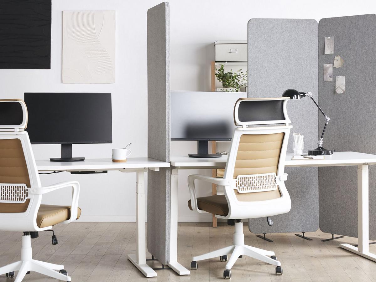 BÜRO-RAUMTEILER 184/184 cm Hellgrau Standi - Hellgrau/Grau, Textil (184/184/30cm) - Beliani