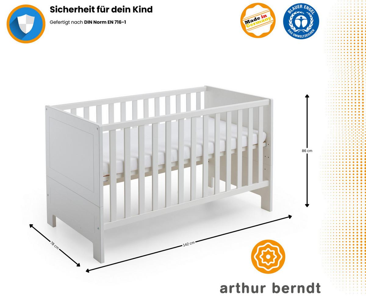 BABYZIMMER SET Thilo 2-tlg. Wickelkommode Babybett - Schwarz/Weiß, Holzwerkstoff/Metall (1/1/1cm) - arthur berndt