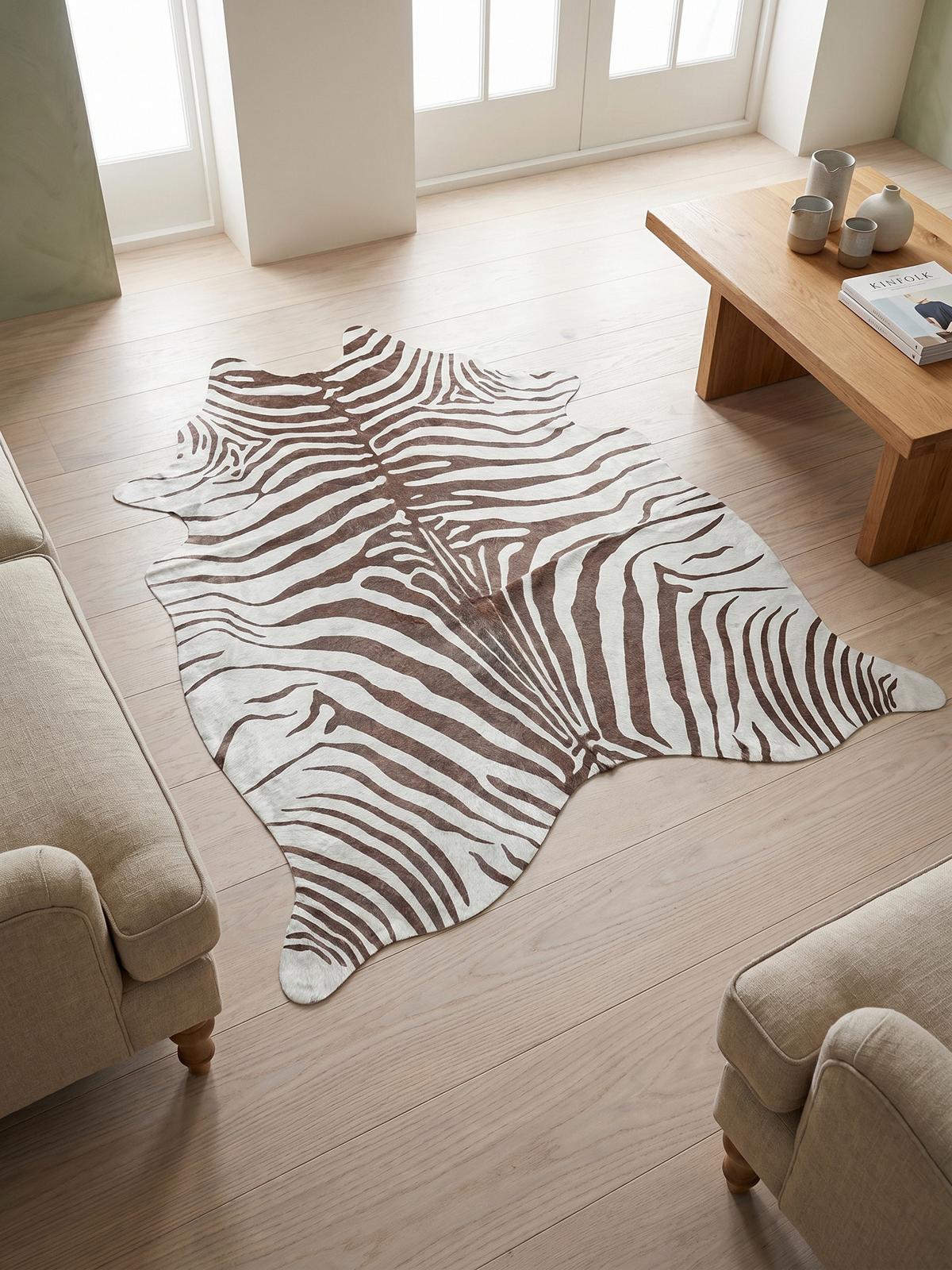 TEPPICH Flachgewebe GASTEIN in Braun, in Tigerfell-Optik, 100 x 135 cm - Braun, Textil (100/135cm) - KADIMA DESIGN