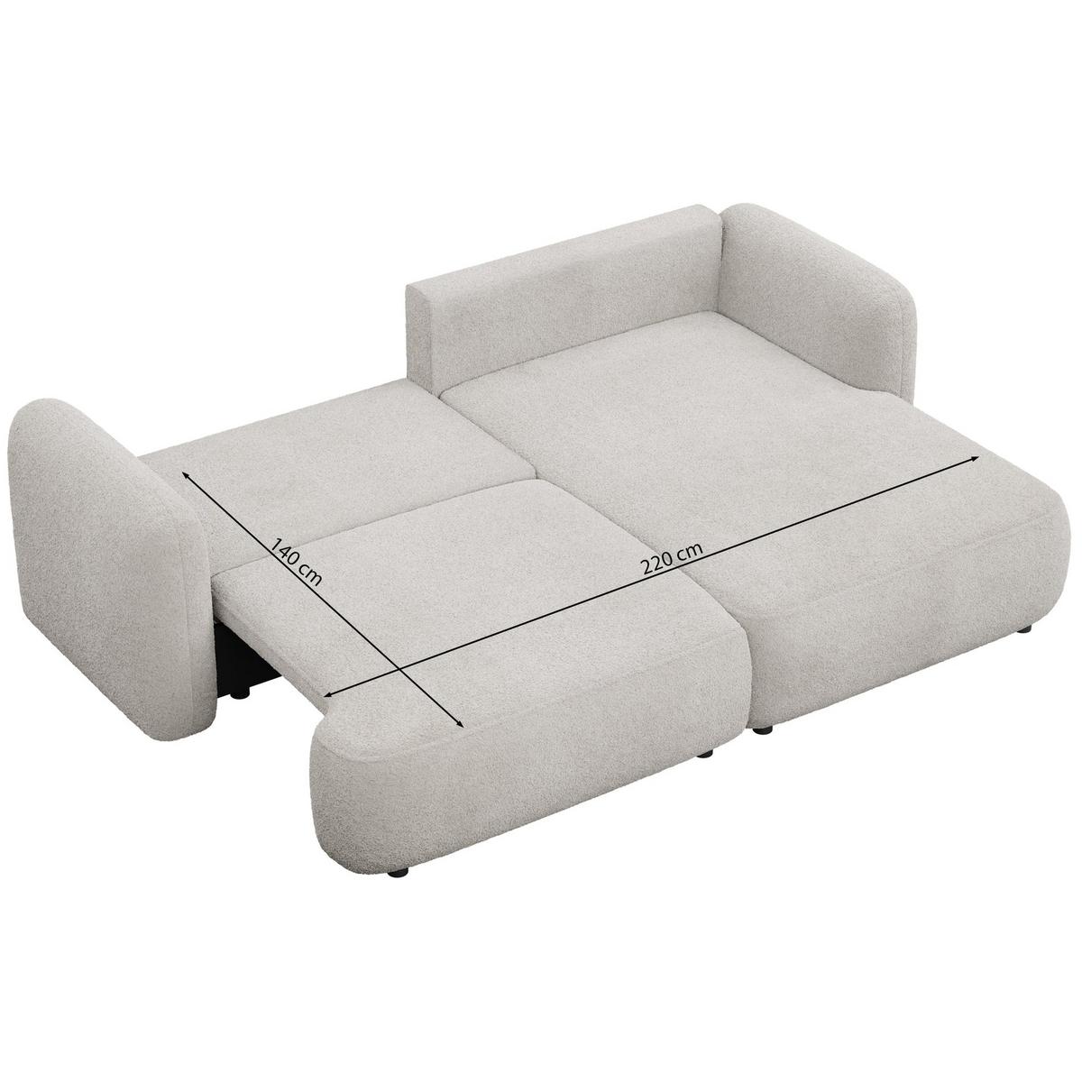 ECKSOFA Tvoya Hellbeige Bouclé - Ecru/Schwarz, Kunststoff/Textil (175/267cm) - Selsey