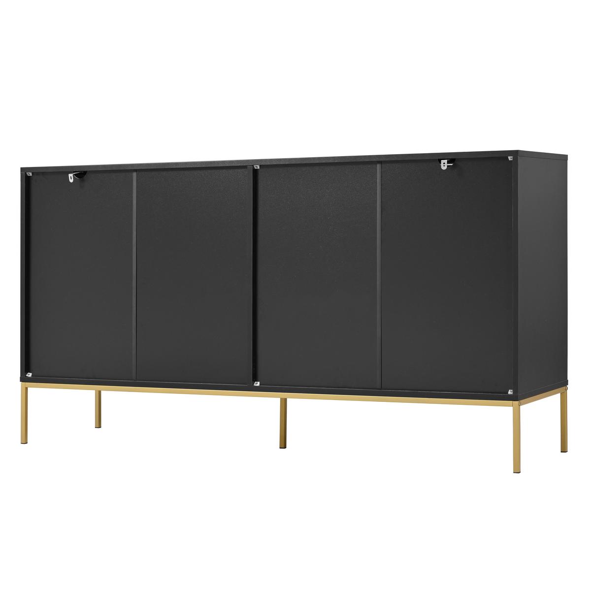 SIDEBOARD Schwarz mit Goldenen Akzenten, 150/40/80cm - Buchefarben, Holzwerkstoff (150/80/40cm) - Urban Meuble