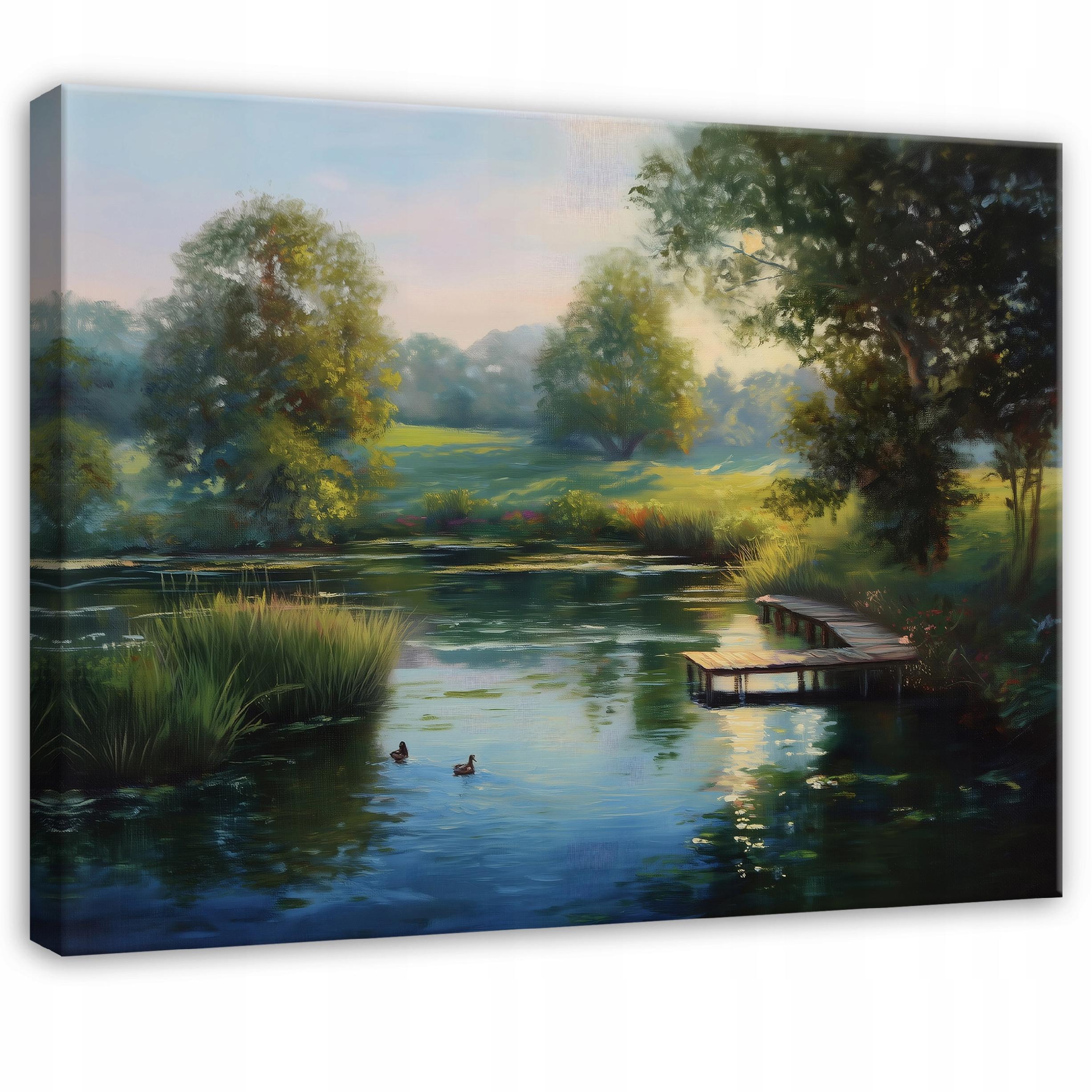 LEINWANDBILD See Wald Grün 60x40 cm - Multicolor, Holzwerkstoff (60/40cm) - Wallarena