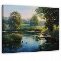 LEINWANDBILD See Wald Grün 60x40 cm - Multicolor, Holzwerkstoff (60/40cm) - Wallarena
