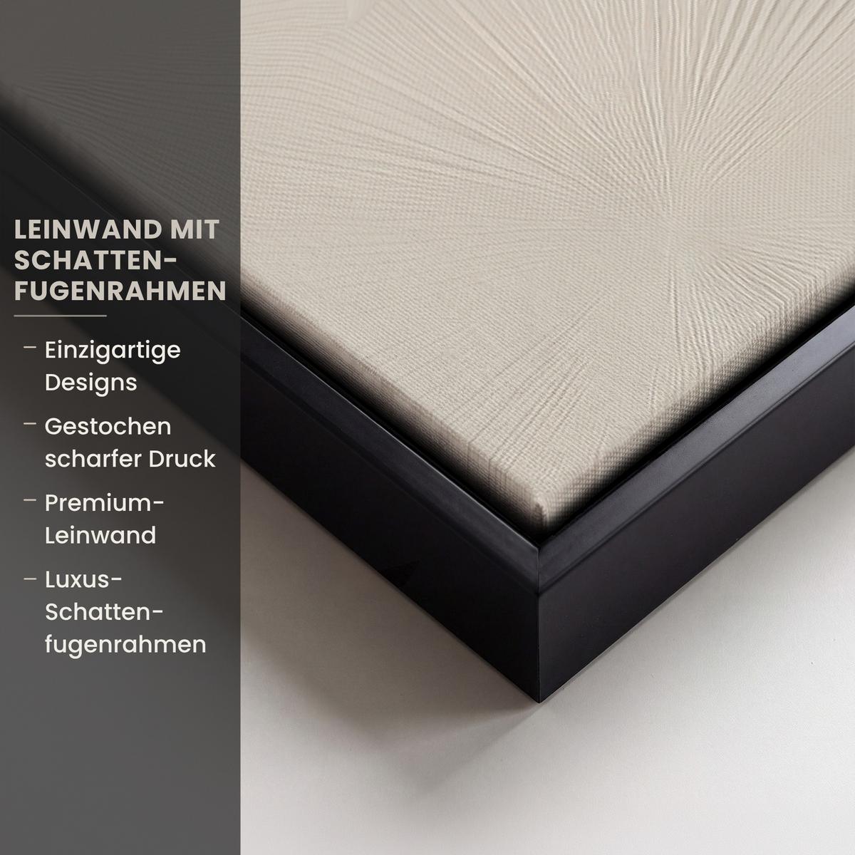 LEINWAND Bilder mit Rahmen - Japandi - Beige - Modern - 60x40 - Ecru, Textil (60/40cm) - MuchoWow