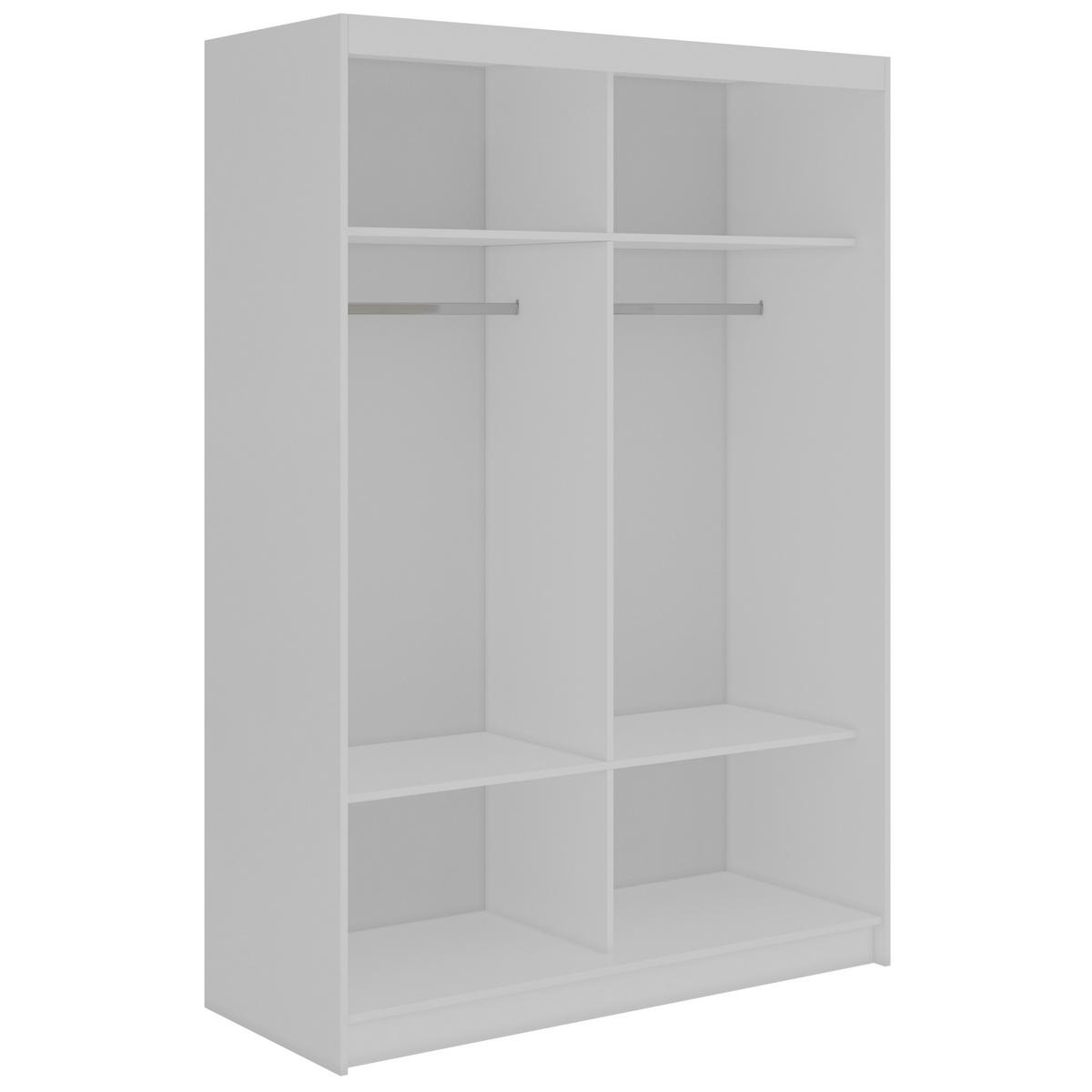 SCHWEBETÜRENSCHRANK mit Spiegel - WALENCJA - 150 - Weiß lacobel - Alufarben/Weiß, Holzwerkstoff/Metall (150/216/61cm) - MKS